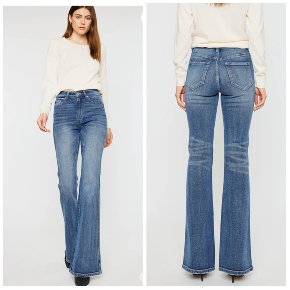 NWT KanCan Luke High Rise Flare Jeans Women's 31" Distressed Faded Stretch NEW! - Picture 2 of 10
